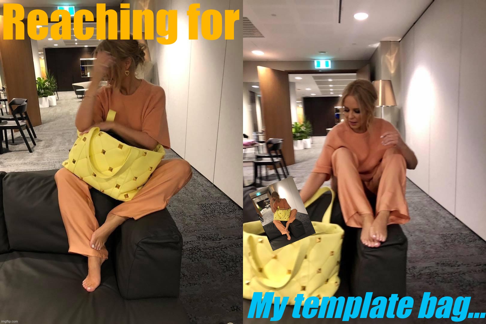 Eyyyy templates | Reaching for; My template bag… | image tagged in kylie bag | made w/ Imgflip meme maker