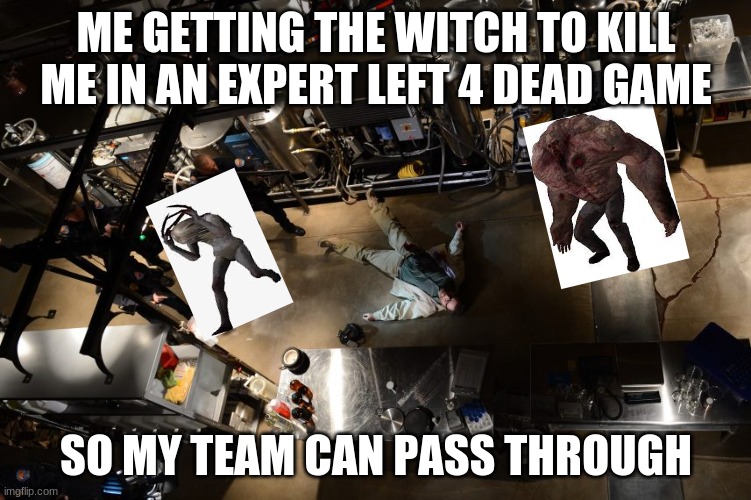 rest in peace bill | ME GETTING THE WITCH TO KILL ME IN AN EXPERT LEFT 4 DEAD GAME; SO MY TEAM CAN PASS THROUGH | image tagged in left 4 dead,breaking bad | made w/ Imgflip meme maker
