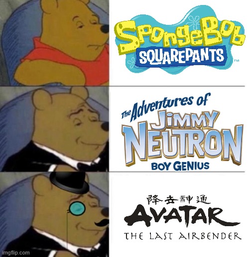 Nicklodeon nostalgia | image tagged in tuxedo winnie the pooh 3 panel | made w/ Imgflip meme maker