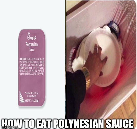 How to eat Polynesian sauce | HOW TO EAT POLYNESIAN SAUCE | image tagged in memes,how to eat | made w/ Imgflip meme maker