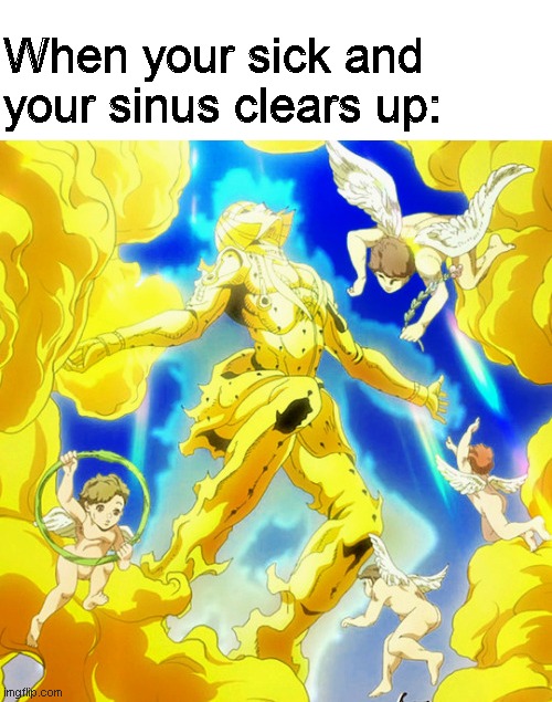 How i feel rn | When your sick and your sinus clears up: | image tagged in funny | made w/ Imgflip meme maker