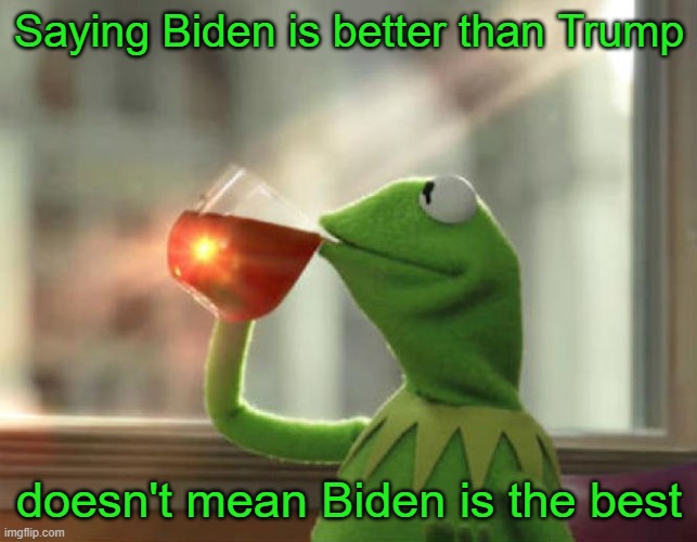 Important Clarification | Saying Biden is better than Trump; doesn't mean Biden is the best | image tagged in memes,but that's none of my business neutral | made w/ Imgflip meme maker