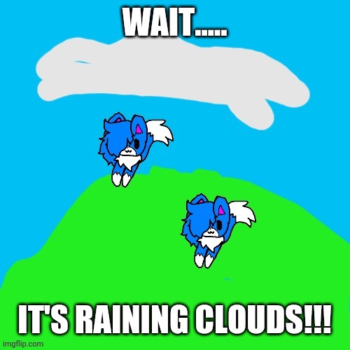 Raining clouds | WAIT..... IT'S RAINING CLOUDS!!! | image tagged in raining clouds | made w/ Imgflip meme maker