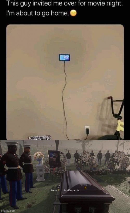 This dude shrunk his TV! (Top image is a repost) | image tagged in press f to pay respects | made w/ Imgflip meme maker