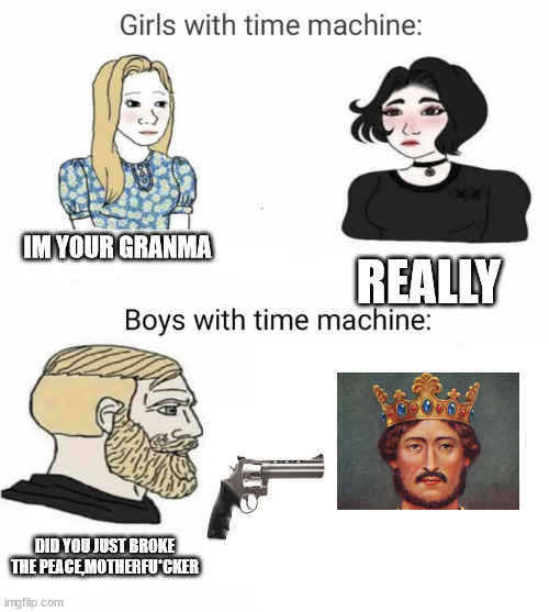 F u richard the reta*ded | IM YOUR GRANMA; REALLY; DID YOU JUST BROKE THE PEACE,MOTHERFU*CKER | image tagged in time machine | made w/ Imgflip meme maker