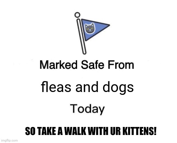 Marked Safe From | 🐱; fleas and dogs; SO TAKE A WALK WITH UR KITTENS! | image tagged in memes,marked safe from,kittens | made w/ Imgflip meme maker