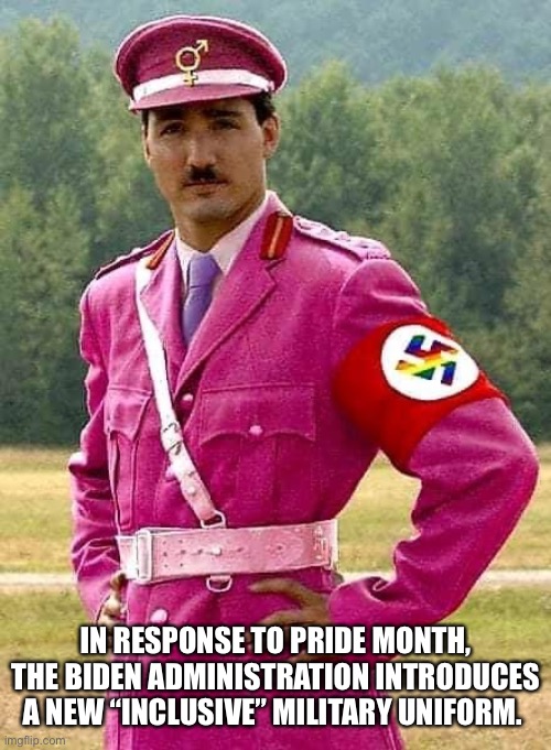 Our new ‘inclusive’ uniforms will strike queer (fear) in our enemies.. | IN RESPONSE TO PRIDE MONTH, THE BIDEN ADMINISTRATION INTRODUCES A NEW “INCLUSIVE” MILITARY UNIFORM. | image tagged in gay nazi,biden,tyranny,socialism,lgbtq | made w/ Imgflip meme maker