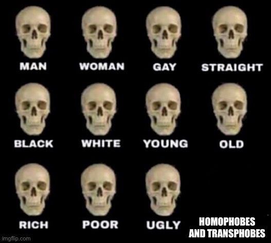 They have no skull | image tagged in idiot skull,homophobe,transphobe,memes,homophobic,transphobic | made w/ Imgflip meme maker