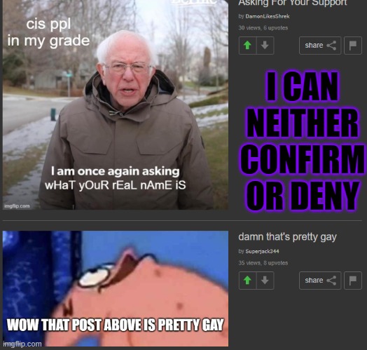 I CAN NEITHER CONFIRM OR DENY | made w/ Imgflip meme maker