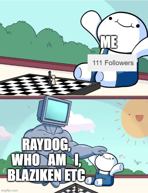 TheOdd1sout buff robot chess | ME; RAYDOG, WHO_AM_I, BLAZIKEN ETC | image tagged in theodd1sout buff robot chess | made w/ Imgflip meme maker