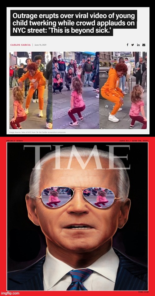 A young child twerks and gets applause front NYC.. Well  I think We all know who they Voted for. | image tagged in black background,joe biden,hunter biden,pedo,perverts | made w/ Imgflip meme maker