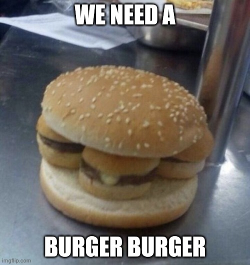 Nothing burger | WE NEED A BURGER BURGER | image tagged in nothing burger | made w/ Imgflip meme maker