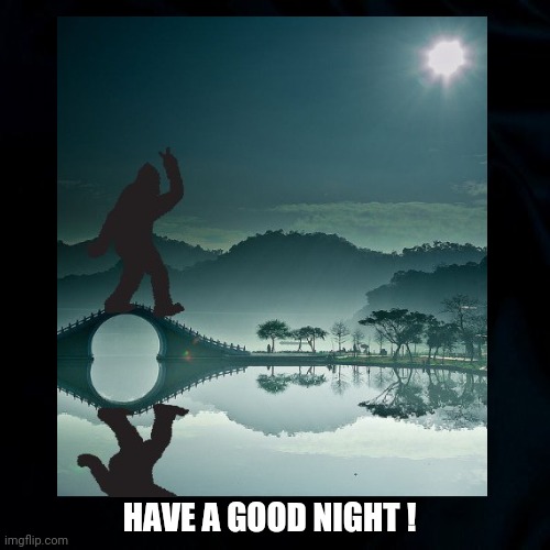 Have a Goodnight | HAVE A GOOD NIGHT ! | image tagged in bigfoot sighting,have a goodnight,walking after midnight,fun,bigfoot meme,funny | made w/ Imgflip meme maker