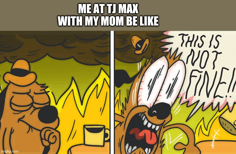 PLEASE DON'T MAKE ME GO BACK | ME AT TJ MAX WITH MY MOM BE LIKE | image tagged in this is not fine,memes,fun,shopping,pain | made w/ Imgflip meme maker