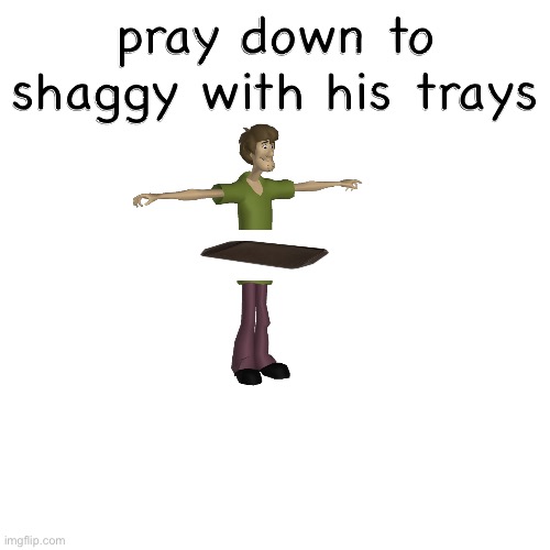 shaggy with a tray |  pray down to shaggy with his trays | image tagged in memes,blank transparent square,shaggy,scooby doo | made w/ Imgflip meme maker