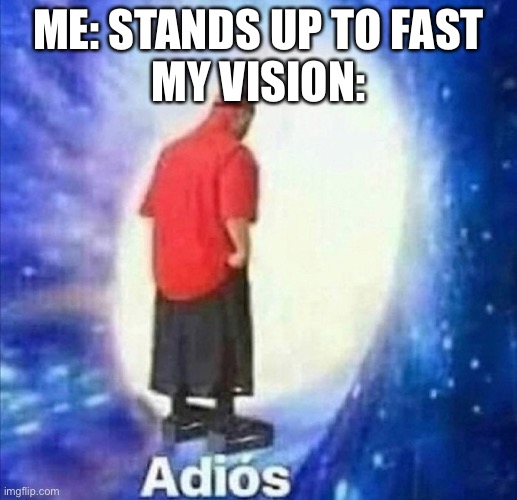 Adios | ME: STANDS UP TO FAST
MY VISION: | image tagged in adios | made w/ Imgflip meme maker