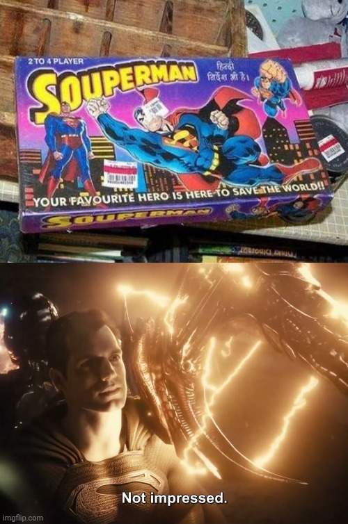 Hmmm, Souperman, XD | image tagged in superman not impressed,superman,you had one job,memes,meme,fail | made w/ Imgflip meme maker