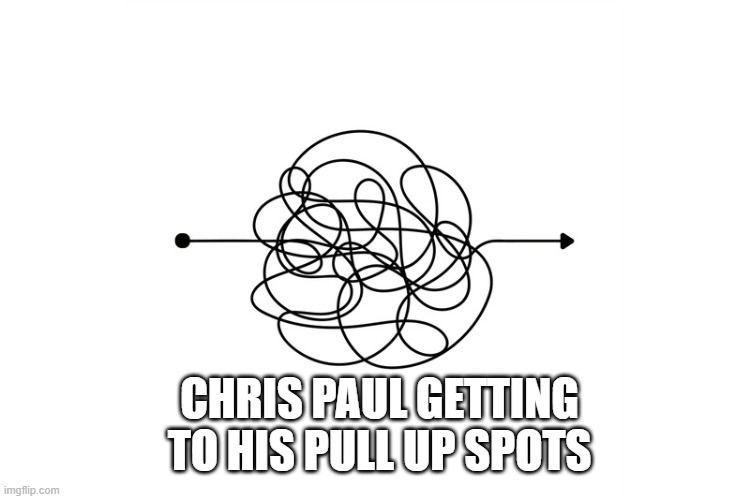 Chris paul in a nutshell | CHRIS PAUL GETTING TO HIS PULL UP SPOTS | image tagged in funny,basketball | made w/ Imgflip meme maker