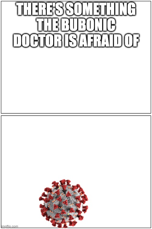 double blank | THERE'S SOMETHING THE BUBONIC DOCTOR IS AFRAID OF | image tagged in double blank | made w/ Imgflip meme maker