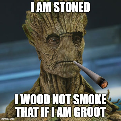 I am Groot | I AM STONED; I WOOD NOT SMOKE THAT IF I AM GROOT | image tagged in i am groot | made w/ Imgflip meme maker