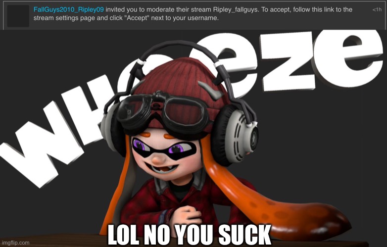 LOL NO YOU SUCK | image tagged in meggy wheezing | made w/ Imgflip meme maker