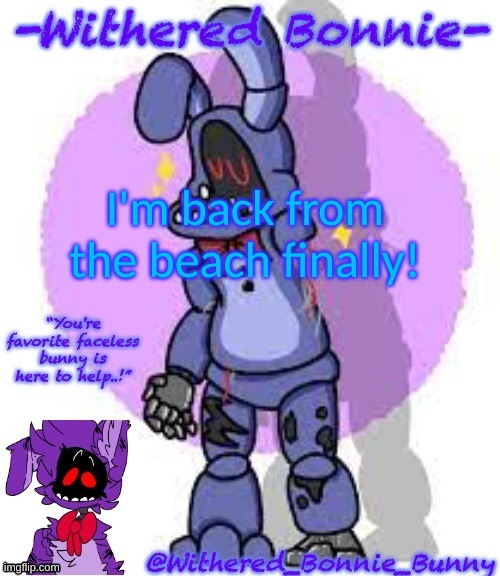 I'm BACK! | I'm back from the beach finally! | image tagged in my template | made w/ Imgflip meme maker