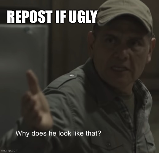 Why does he look like that? | REPOST IF UGLY | image tagged in why does he look like that | made w/ Imgflip meme maker