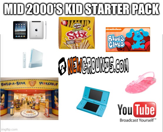 nostalgia |  MID 2000'S KID STARTER PACK | image tagged in white background,nintendo,ipad,apple,early 2000's,childhood | made w/ Imgflip meme maker