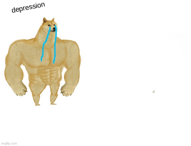 depressed buff doge | depression | image tagged in memes,buff doge vs cheems | made w/ Imgflip meme maker