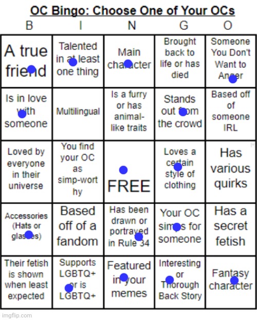 For my boi Kalum :> | image tagged in jer-sama's oc bingo | made w/ Imgflip meme maker