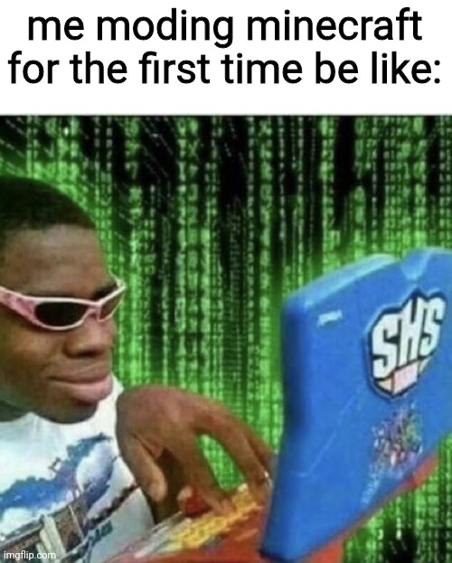 Ryan Beckford | me moding minecraft for the first time be like: | image tagged in ryan beckford | made w/ Imgflip meme maker