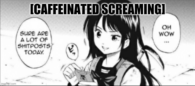 SCREE SCREE BITCH. | [CAFFEINATED SCREAMING] | image tagged in sure are a lotta shitposts | made w/ Imgflip meme maker