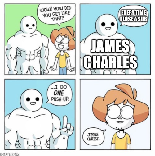 poor | EVERY TIME I LOSE A SUB; JAMES CHARLES | image tagged in wow how did you get like that template | made w/ Imgflip meme maker