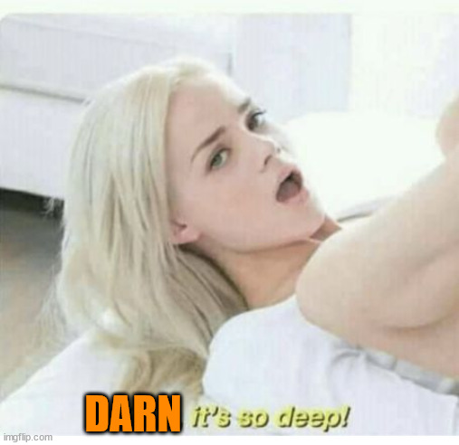 Fuck its so deep | DARN | image tagged in fuck its so deep | made w/ Imgflip meme maker