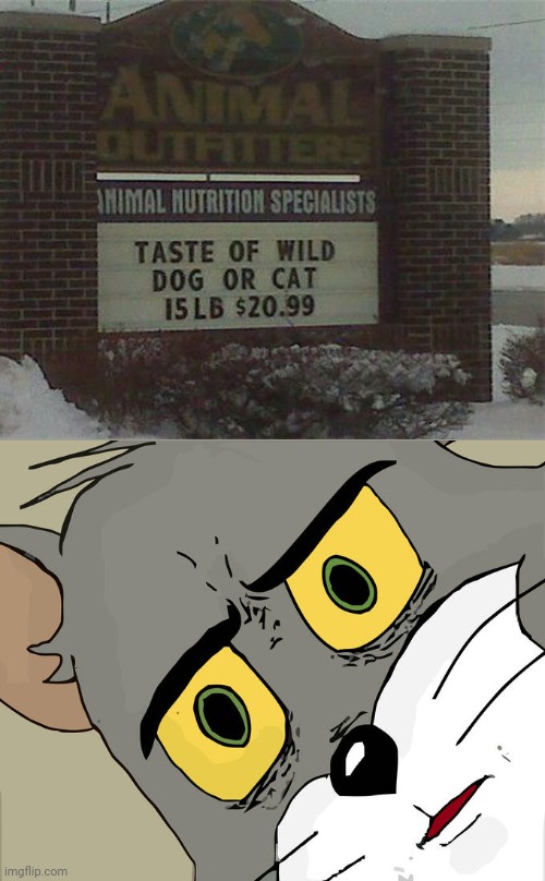 Animal Outfitters sign | image tagged in memes,unsettled tom,you had one job,meme,funny,animals | made w/ Imgflip meme maker