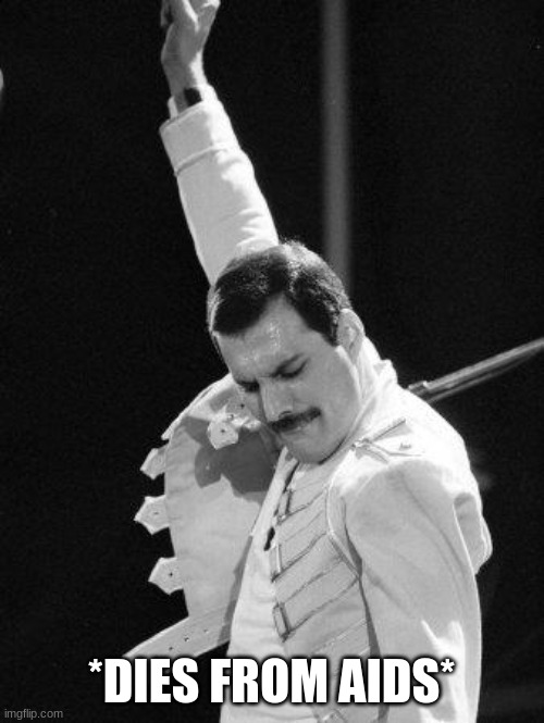 Freddie Mercury | *DIES FROM AIDS* | image tagged in freddie mercury | made w/ Imgflip meme maker