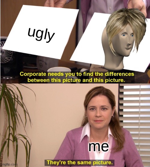 They're The Same Picture | ugly; me | image tagged in memes,they're the same picture | made w/ Imgflip meme maker