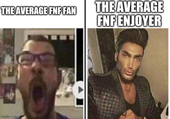 The Average Fans and Enjoyers | THE AVERAGE FNF ENJOYER; THE AVERAGE FNF FAN | image tagged in average __ fan vs average __ enjoyer | made w/ Imgflip meme maker