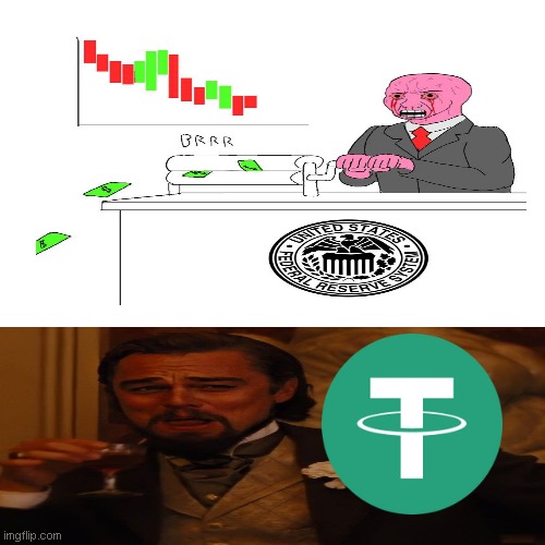 Tether think its Slick | image tagged in cryptocurrency,crypto,tether,federal reserve | made w/ Imgflip meme maker