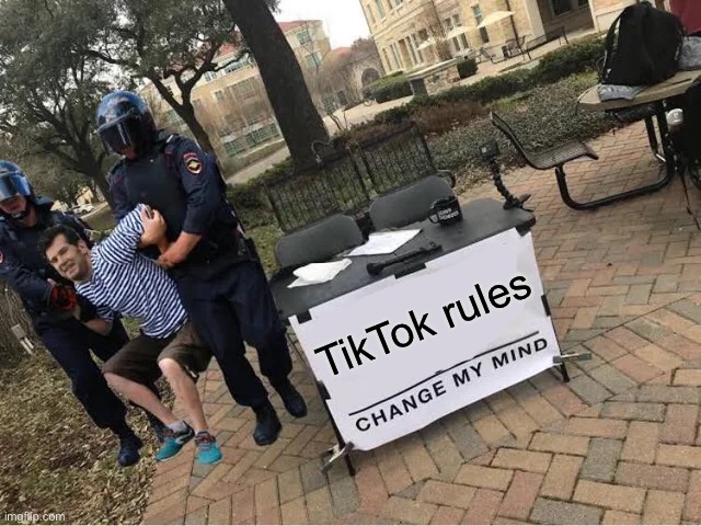 Change My Mind Guy Arrested | TikTok rules | image tagged in change my mind guy arrested | made w/ Imgflip meme maker