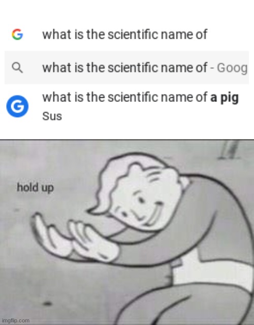 Sus- Hol' up | image tagged in fallout hold up | made w/ Imgflip meme maker