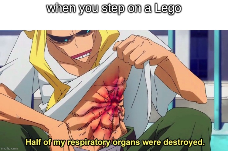unlimited pain | when you step on a Lego | image tagged in half of my respiratory organs were destroyed | made w/ Imgflip meme maker