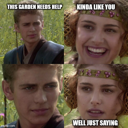 This Garden Needs Help | KINDA LIKE YOU; THIS GARDEN NEEDS HELP; WELL JUST SAYING | image tagged in for the better right blank | made w/ Imgflip meme maker
