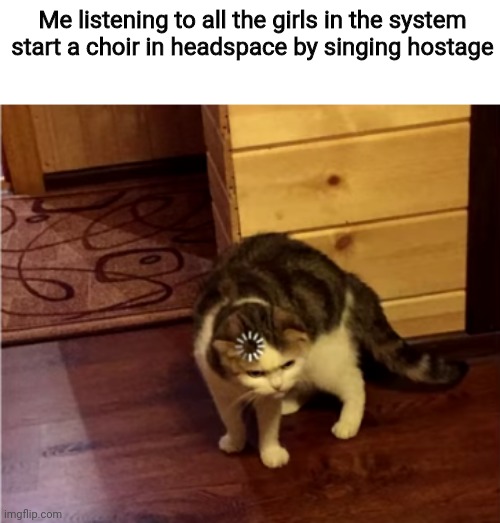 Loading Cat HD | Me listening to all the girls in the system start a choir in headspace by singing hostage | image tagged in loading cat hd | made w/ Imgflip meme maker