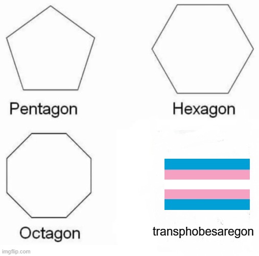 i love this shape | transphobesaregon | image tagged in memes,pentagon hexagon octagon | made w/ Imgflip meme maker