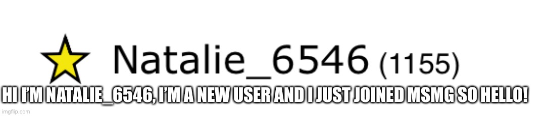 HI I’M NATALIE_6546, I’M A NEW USER AND I JUST JOINED MSMG SO HELLO! | made w/ Imgflip meme maker