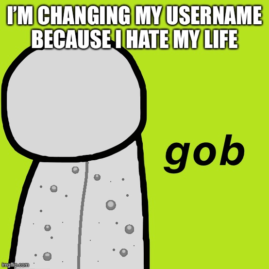 Gob Dream | I’M CHANGING MY USERNAME BECAUSE I HATE MY LIFE | image tagged in gob dream | made w/ Imgflip meme maker