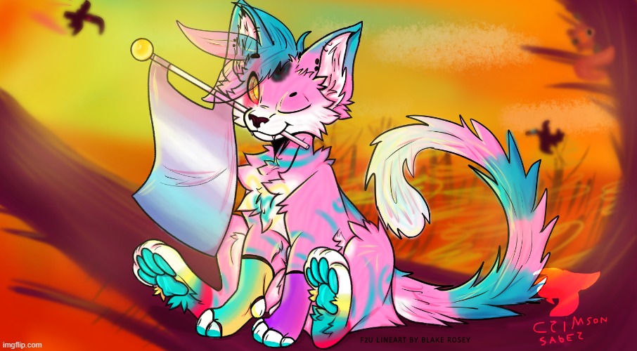 Just a cute bigender artwork I found ^w^ | image tagged in furry,bigender,lgbt,artwork,pride | made w/ Imgflip meme maker