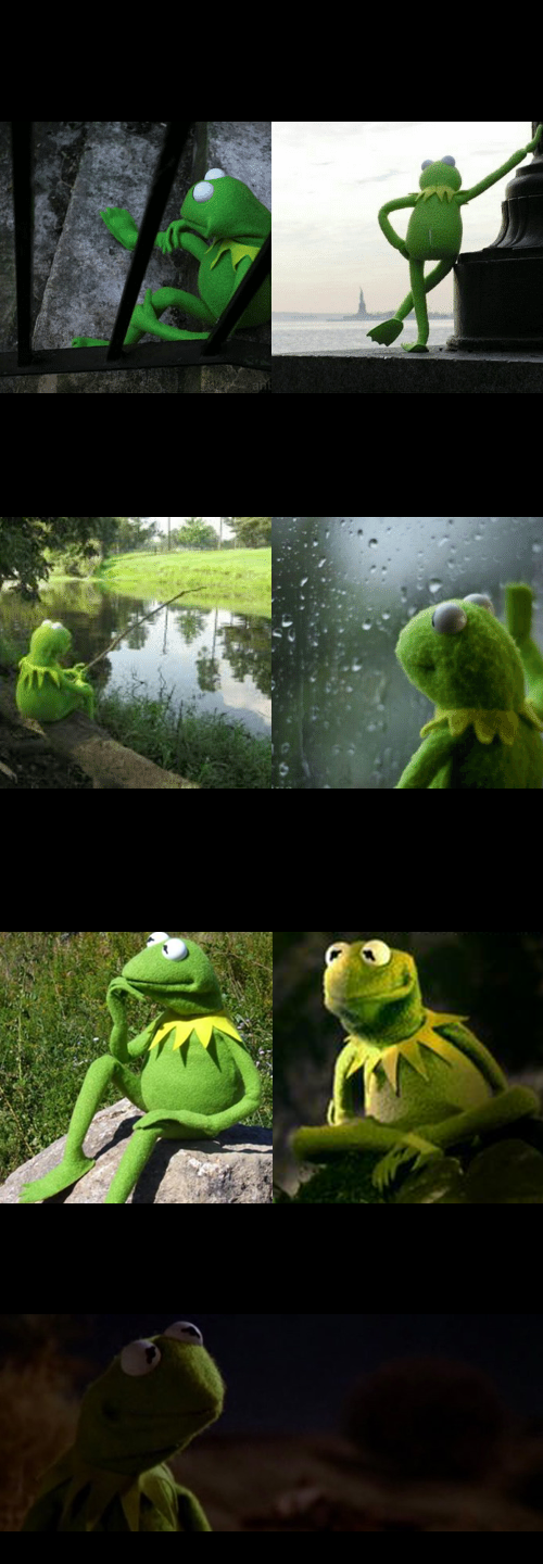 Kermit thinking deep thoughts extended Blank Meme Template