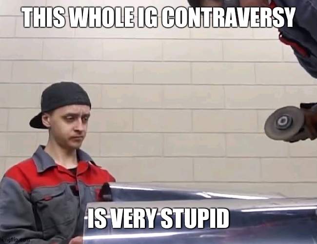 What TOS rule did he even break??? | THIS WHOLE IG CONTRAVERSY; IS VERY STUPID | image tagged in this is stupid | made w/ Imgflip meme maker